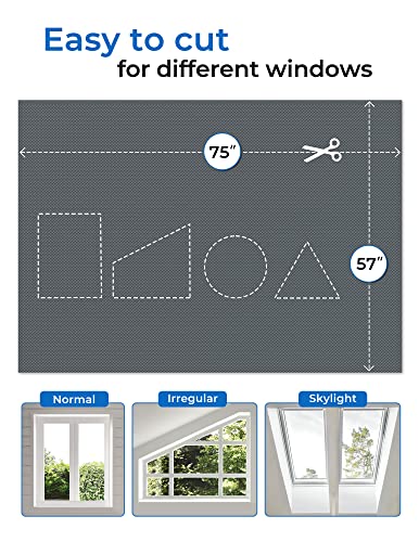 Blackout Curtains for Bedroom 75"x57" Portable No Drill Blackout Blinds with Heat (Grey / 57"W x 75"H)
