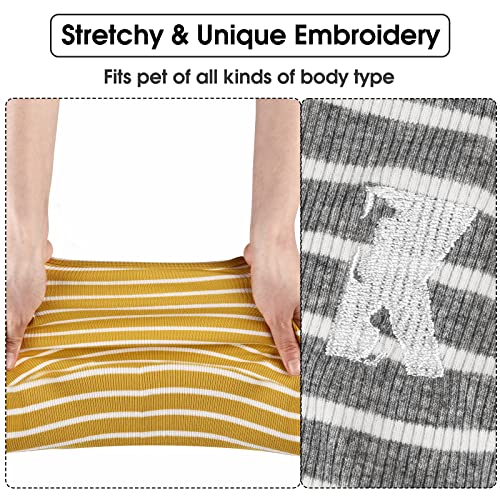 Dog Shirt Soft Cotton Tank Top Lightweight Yellow & Light Grey S (Yellow + Light Grey / S-(2~7lb) | Chest(~13"))