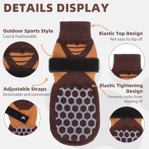Dog Socks Shoes for Hot Pavement (Coffee Brown / X-Large(4 Pack))
