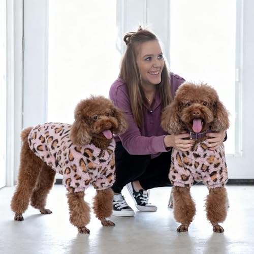 Leopard Print Dog Sweater (Pink / Large)