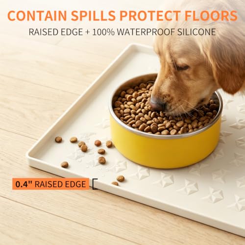 Silicone Pet Feeding Mat (Beige / 18.5"L x 11.5"W)