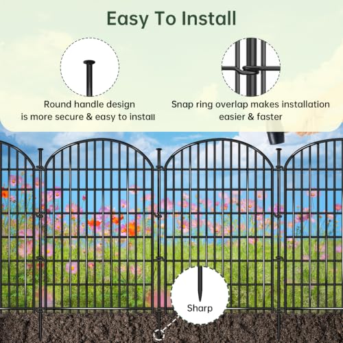 15 Panels No Dig Decorative Garden Fence (Black / 15 Panels, 33ft(L) x 40in(H))
