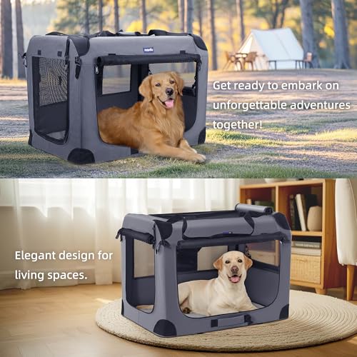 Collapsible Dog Crate (Gray / 40.0"L x 27.0"W x 27.0"H)