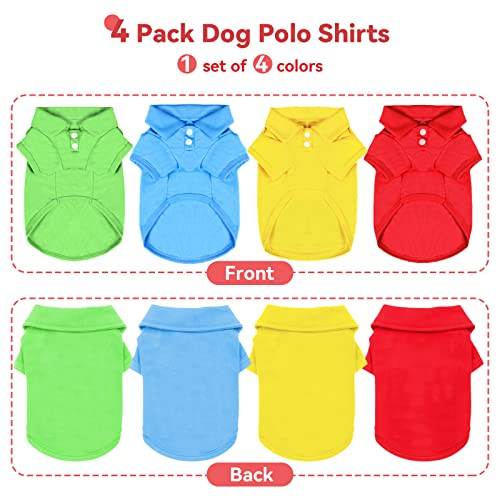 4 Pieces Dog Shirts Collared Polo T (Large (Sugget 10-15 lbs) / 4 colors (Red+Green+Yellow+Blue))