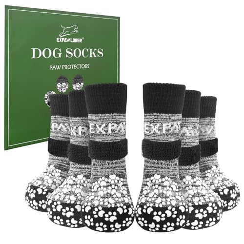 6Pcs Anti Slip Dog Socks to Prevent Licking Paws (X-small (6 Count) / Grey)