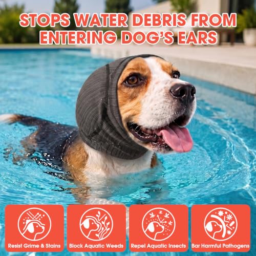 Dog Calming Hood Ear Cover for Anxiety Relief (Grey / Large)