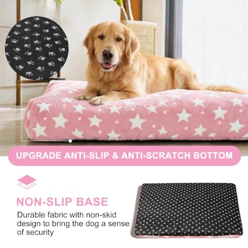 Orthopedic Dog Bed for Large Dogs (L(35"*23"*3.1") / Big&Little Stars Pink-1pc)
