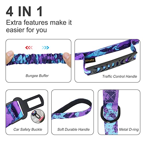 Tactical Bungee Shock Absorbing No Pull Dog Leash (Purple Camo)