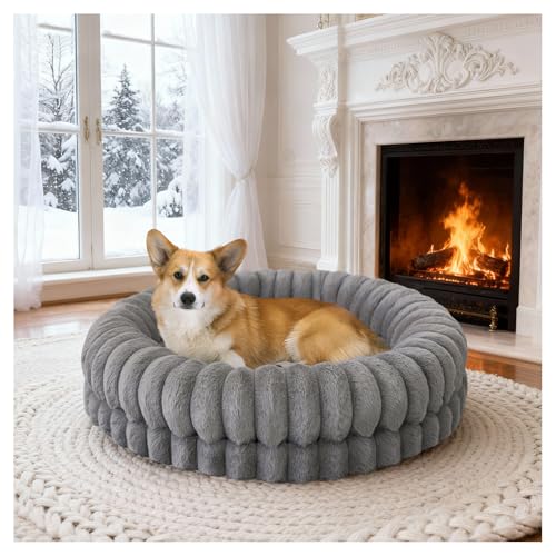 Luxury Donut Dog Bed (30.0"L x 30.0"W x 7.0"Th / Gray)