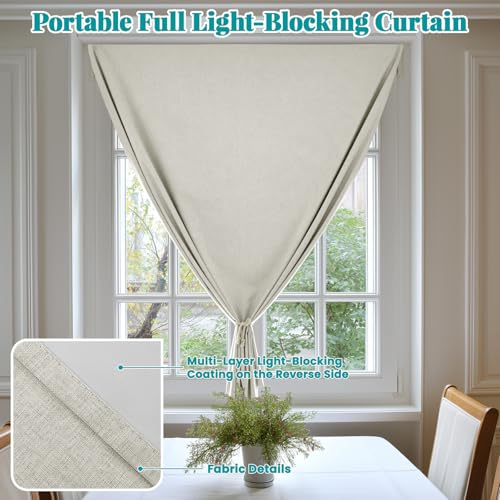 100% Self Adhesive Blackout Curtains (52"W x 72"L (Pack of 1) / Light Beige)