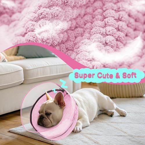 Inflatable Dog Cone with Clear Shield for Added Coverage (Pink / M (Neck: 8"-11"))