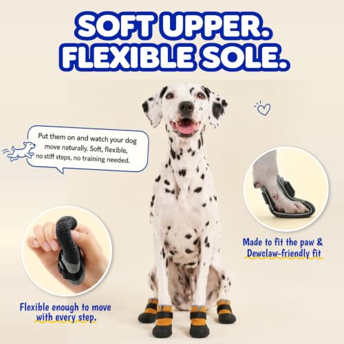 4Pcs Stay on Dog Booties (Yellow / XXL)