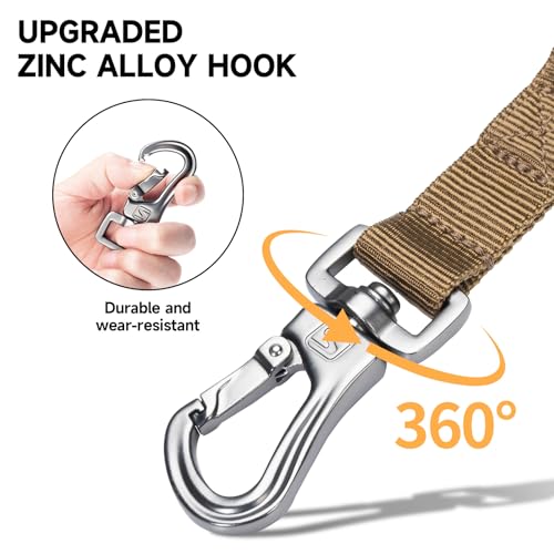 Tactical Military Bungee Nylon Dog Leash Adjustable (Coyote Brown)