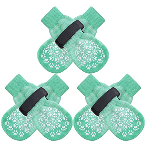 6PCS Anti Slip Dog Socks to Prevent Licking Paws (Large (6 Count) / Green Cyan)