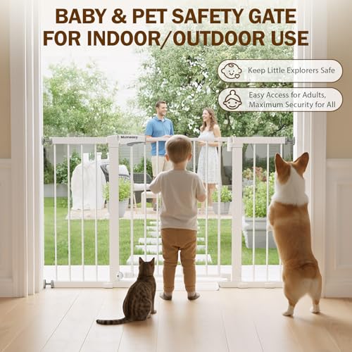 29.7 51 Inch Extra Wide Baby Gate for Stairs (White / 29.7-51"W x 28"H)
