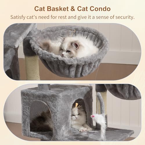 Cat Tree with Toy (43.3 inch / Light Gray)