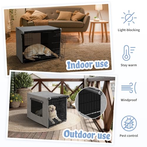 Dog Crate Cover (48.4"L x 30.3"W x 32.3"H / Grey)