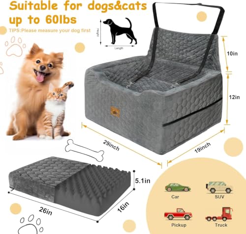 Dog Car Seat for Medium (Gray / Large)