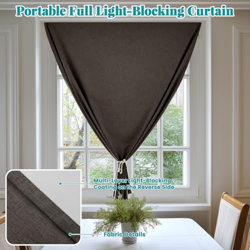 100% Self Adhesive Blackout Curtains (52"W x 72"L (Pack of 1) / Dark Brown)