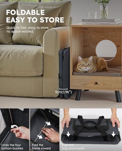 Cat Carrier Stable (Dark Gray Regular / 16.9"L x 11.0"W x 11.0"H)