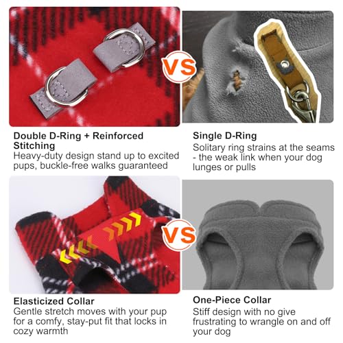 Dog Fleece Vest Sweater Winter Jacket for Small Medium Dogs (X-Small / #2 RED BUFFALO PLAID)