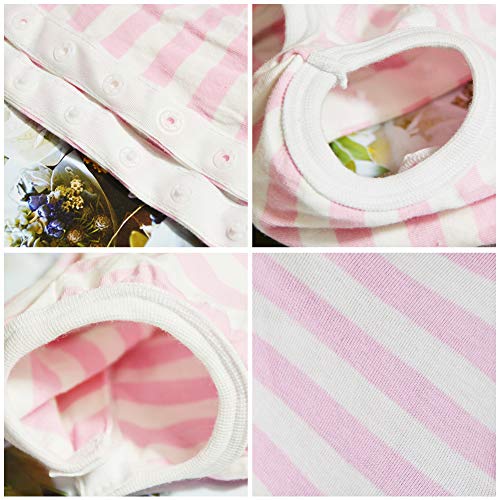 Dog’s Recovery Suit Post Surgery Shirt for Puppy (Large / pink white stripe)