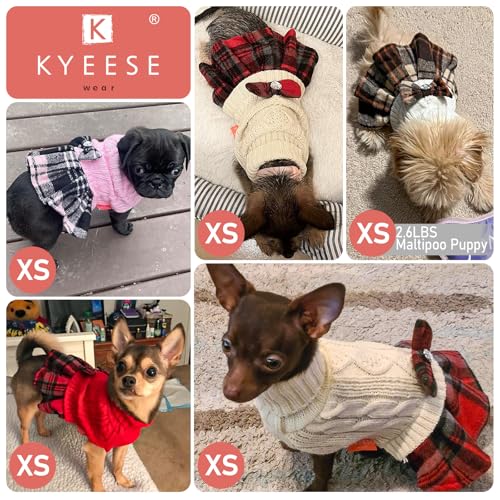 Dog Sweater Dress for Small Dogs Turtleneck Thick Knit Pullover (X-Small (2-4lbs) / 02# Pink)