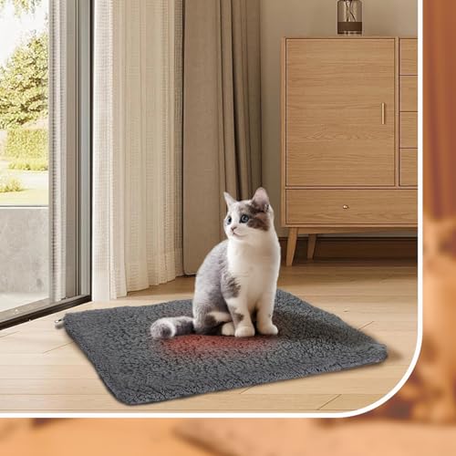 Self Warming Cat Bed (19.7"L x 15.7"W x 1.0"Th / Dark grey&amp;Black)