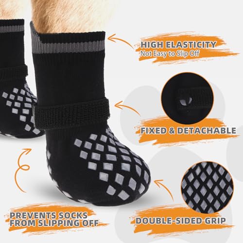Anti Slip Dog Socks Shoes for Hot Pavement to Prevent Licking Paws Scratching (black / Medium (4 Pack))