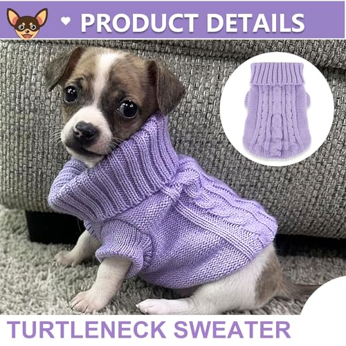 2 Pack Dog Sweaters for Small Dogs (Medium / Purple-Beige)