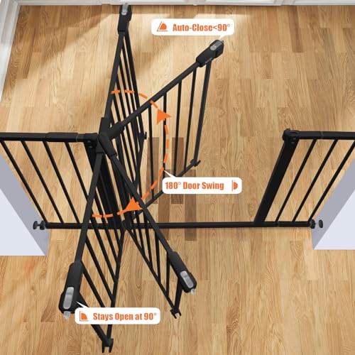 29" 47.3" Extra Wide Baby Gate for Stairs (Black / 29-47.3"Wide, 30"Tall)