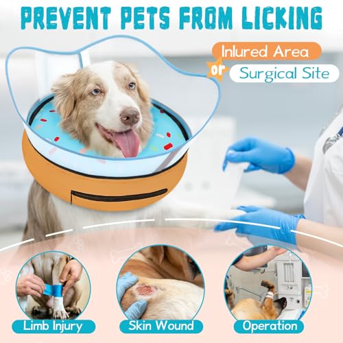 Elevated Inflatable Dog Cone Collar Alternative After Surgery (Donut Blue / XL(Neck 14"-18"))