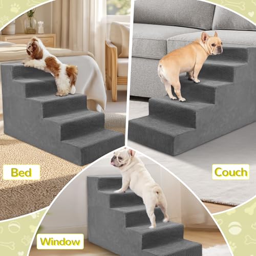 Dog Stairs for Small Dog and Cats (grey / 16.5" x 34" x 23")