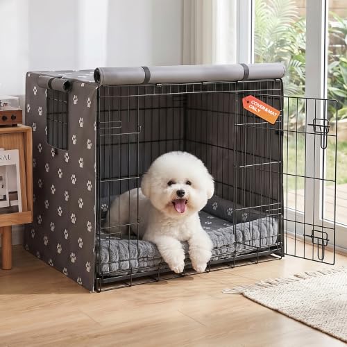 PetPrime 24 Inch Dog Crate Cover with Reversible Mat Set (24"L x 18"W x 19"H)