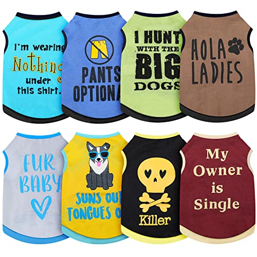 8 Pcs Dog T Shirts Printed Funny (Small)
