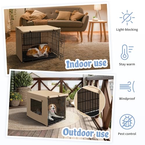 Dog Crate Cover (30.0"L x 19.3"W x 21.3"H / Beige)