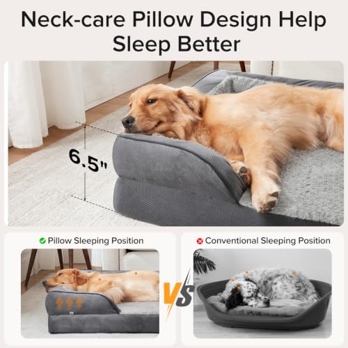 Orthopedic Medium Dog Beds for Medium Dogs (M (28"x 23"x 6.5") / Grey)