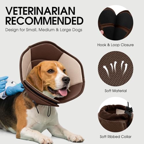 Dog Cones for Medium Dogs Soft Cone for Dogs to Stop Licking (Brown / Medium)