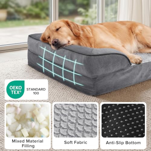 Orthopedic Medium Dog Beds for Medium Dogs (M (28"x 23"x 6.5") / Grey)