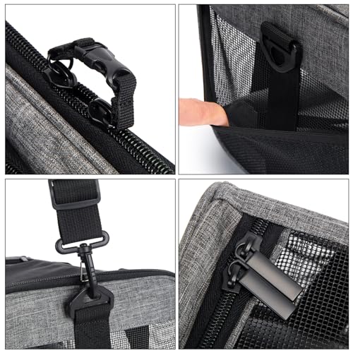 Cat Carrier Soft for Medium or Large Cats for Car Travel Camping (19.3"L x 13"W x 13"H / 1.0 Grey)