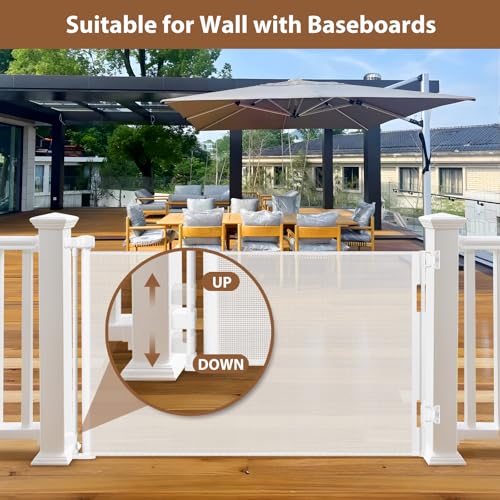 Weatherproof Outdoor Retractable Baby Gates (White / 35" X 55")