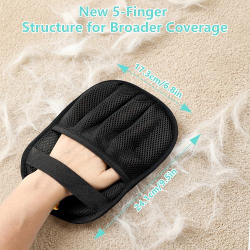 New Upgrade Pet Hair Removal Glove for Dogs & Cats (Black)