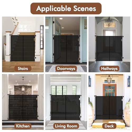Reinforced 48" Extra Tall Pet Gate with Support Rods (Black / Reinforced 48" Tall x 55" Wide)