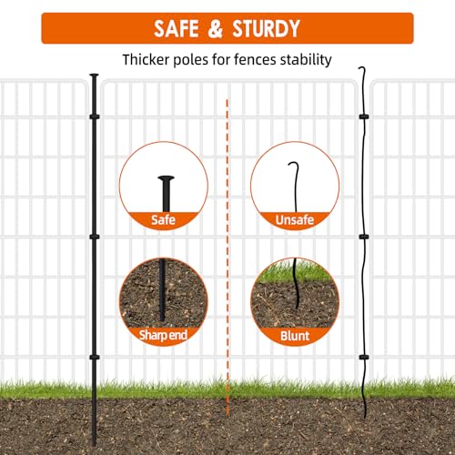 15 Panels No Dig Fence with Gate (Black / 15 Panels 32 in(H) X 36.2 ft(L) with gate)