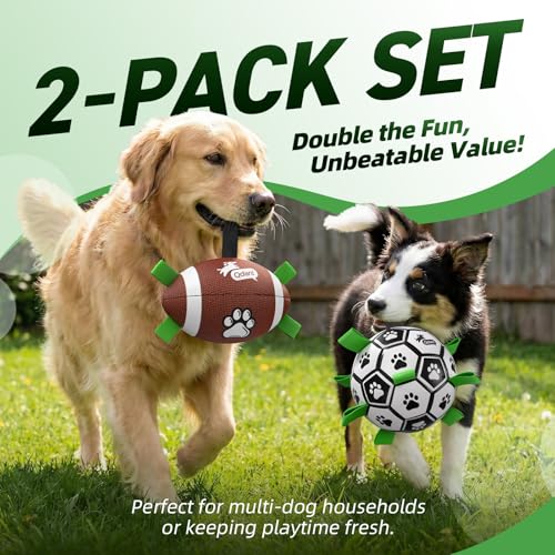 Dog Soccer Ball Football Set (Soccer Football Set / 2 Pack (6 & 8 Inch))