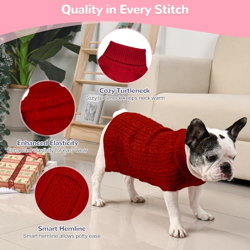 Dog Sweater 2 Pack for Medium Dogs (Pink & Red / Medium)