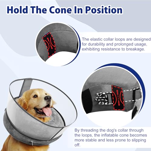 Dog Donut Collar for Large Dog with Detachable Anti (XL (Neck: 18"-23") / Grey)