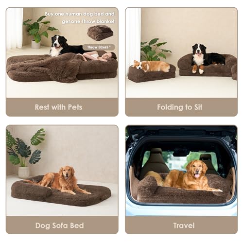 Foldable XXL Dog Bed for Large Sized Dog (54x38x7.5(Folded 38x27) / Brown)