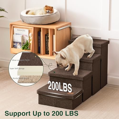 Dog Stairs for High Bed (Coffee / 37.4" X 17" X 21.3" H)