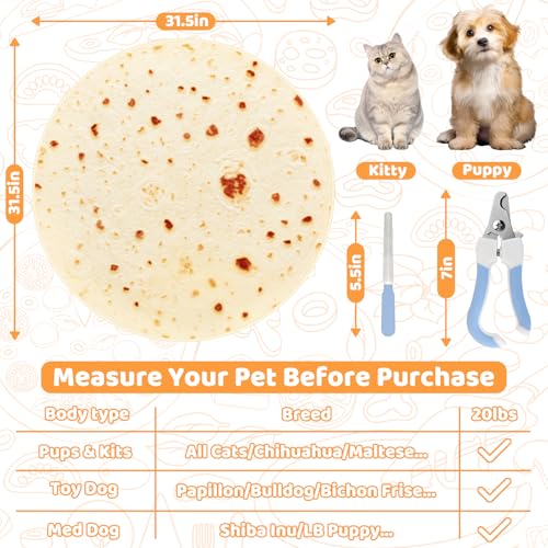 31.5" Tortilla Shape Blanket Cat Grooming Wrap for Cutting Nails